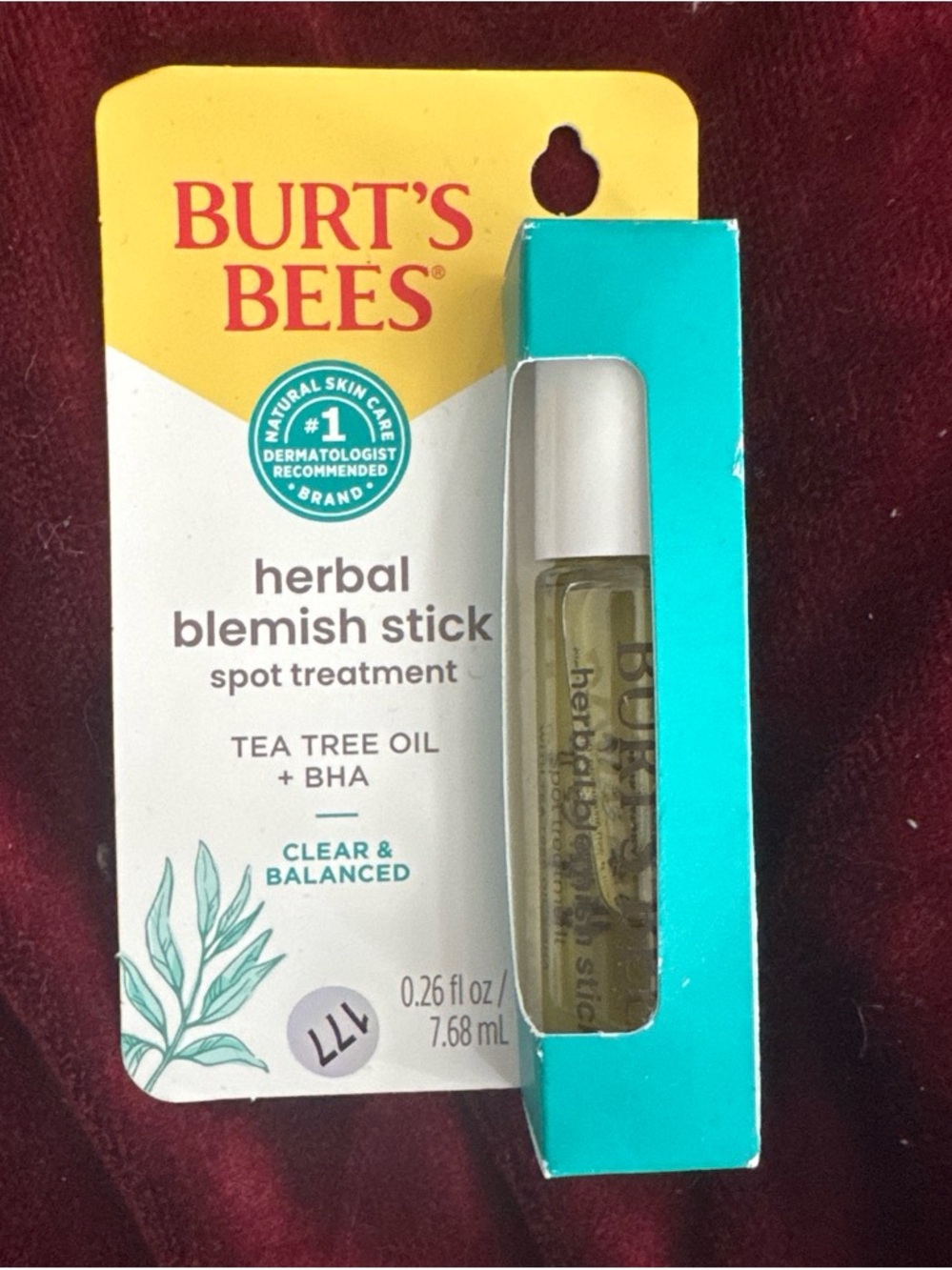 Burt's Bees Turquoise and Yellow Herbal Blemish Stick Spot Treatment